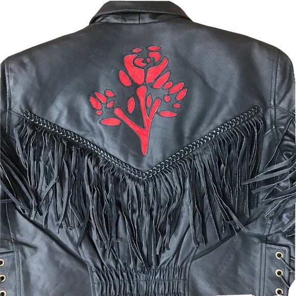 USA Bikers  Insulated Fringe  Leather Jacket - Picture 4 of 5